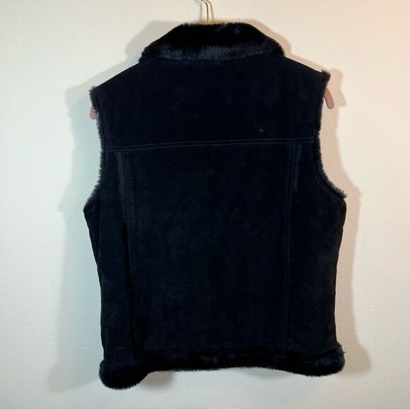 ✨ D’Carlo Women’s Suede Leather Fur Black Zip Up Vest Medium - Picture 8 of 11